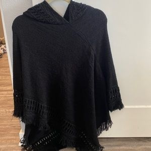 Womens pancho sweater with hood